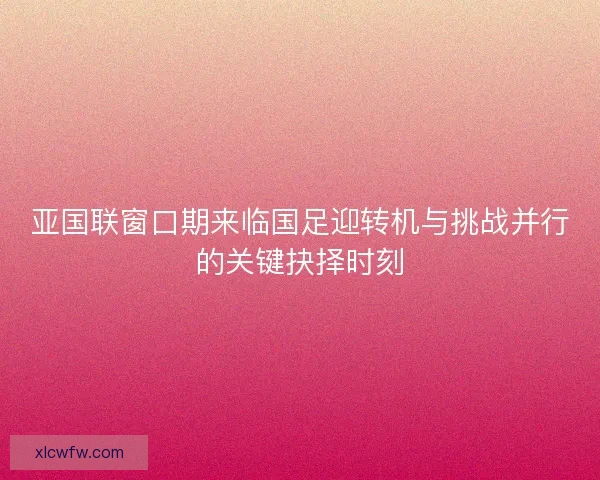 亚国联窗口期来临国足迎转机与挑战并行的关键抉择时刻