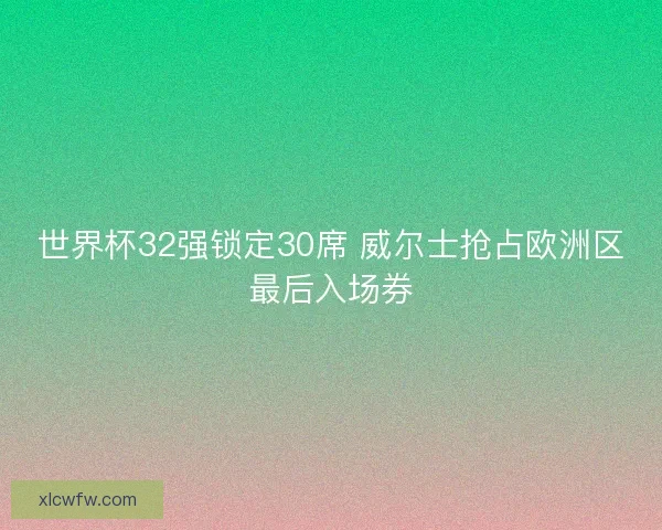 世界杯32强锁定30席 威尔士抢占欧洲区最后入场券