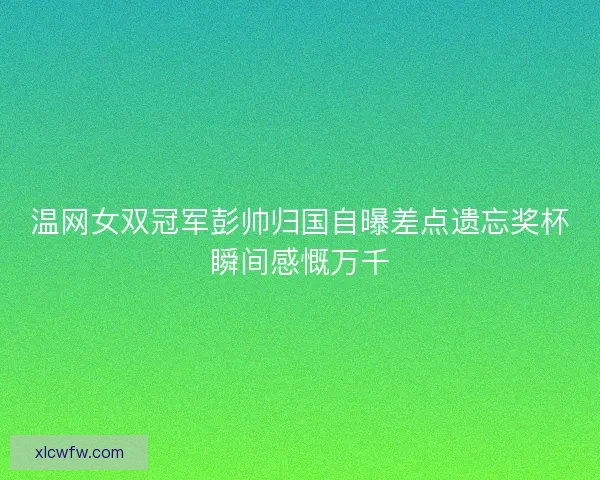 温网女双冠军彭帅归国自曝差点遗忘奖杯瞬间感慨万千